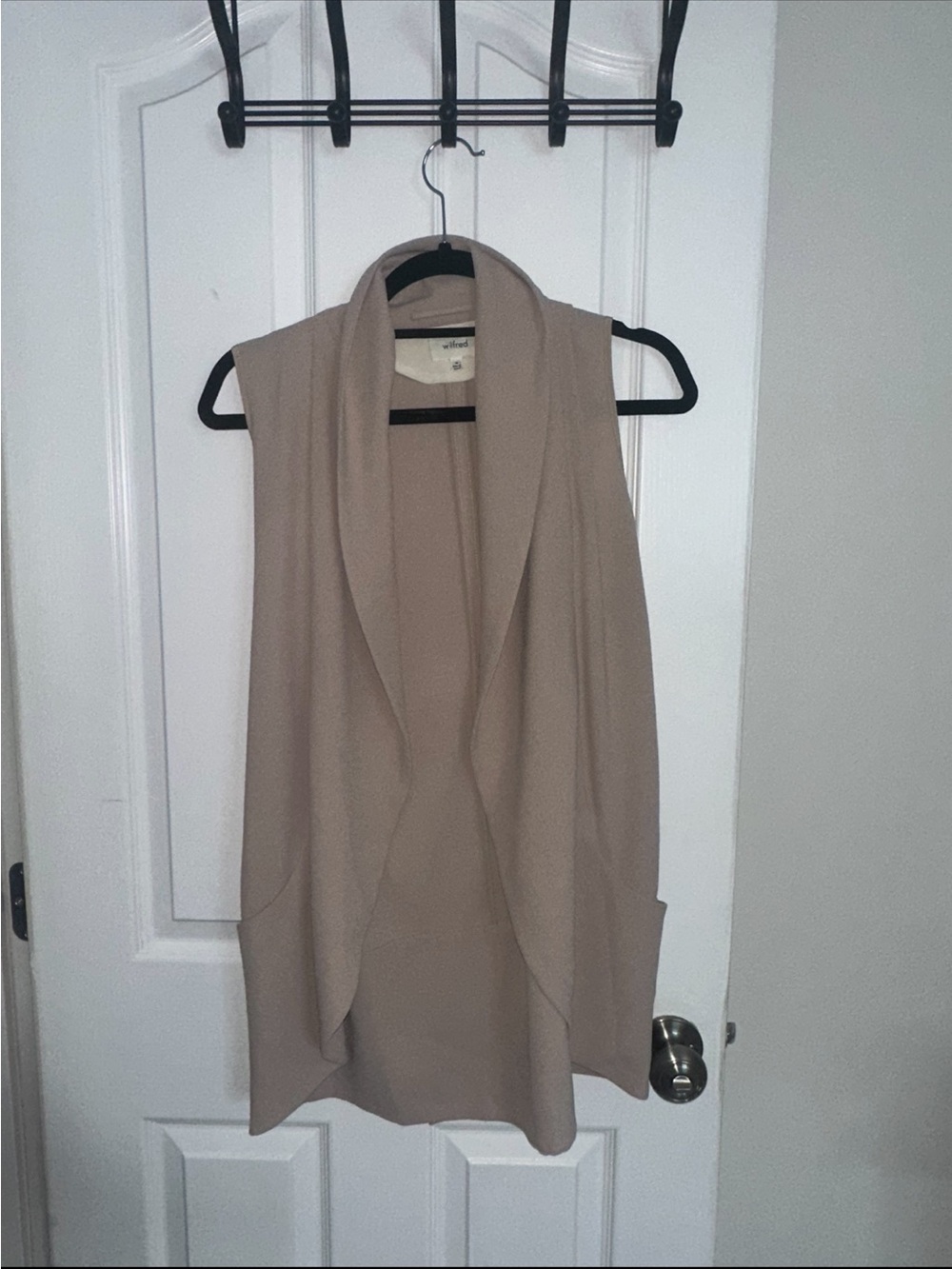 Wilfred Sleeveless Draped Open-Front Vest - Taupe